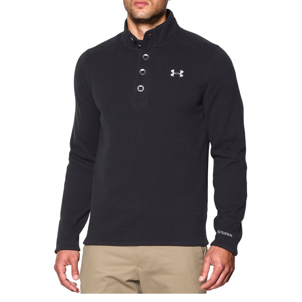 Under Armour Men’s ColdGear Fitted Quarter Snap Pullover – Black L